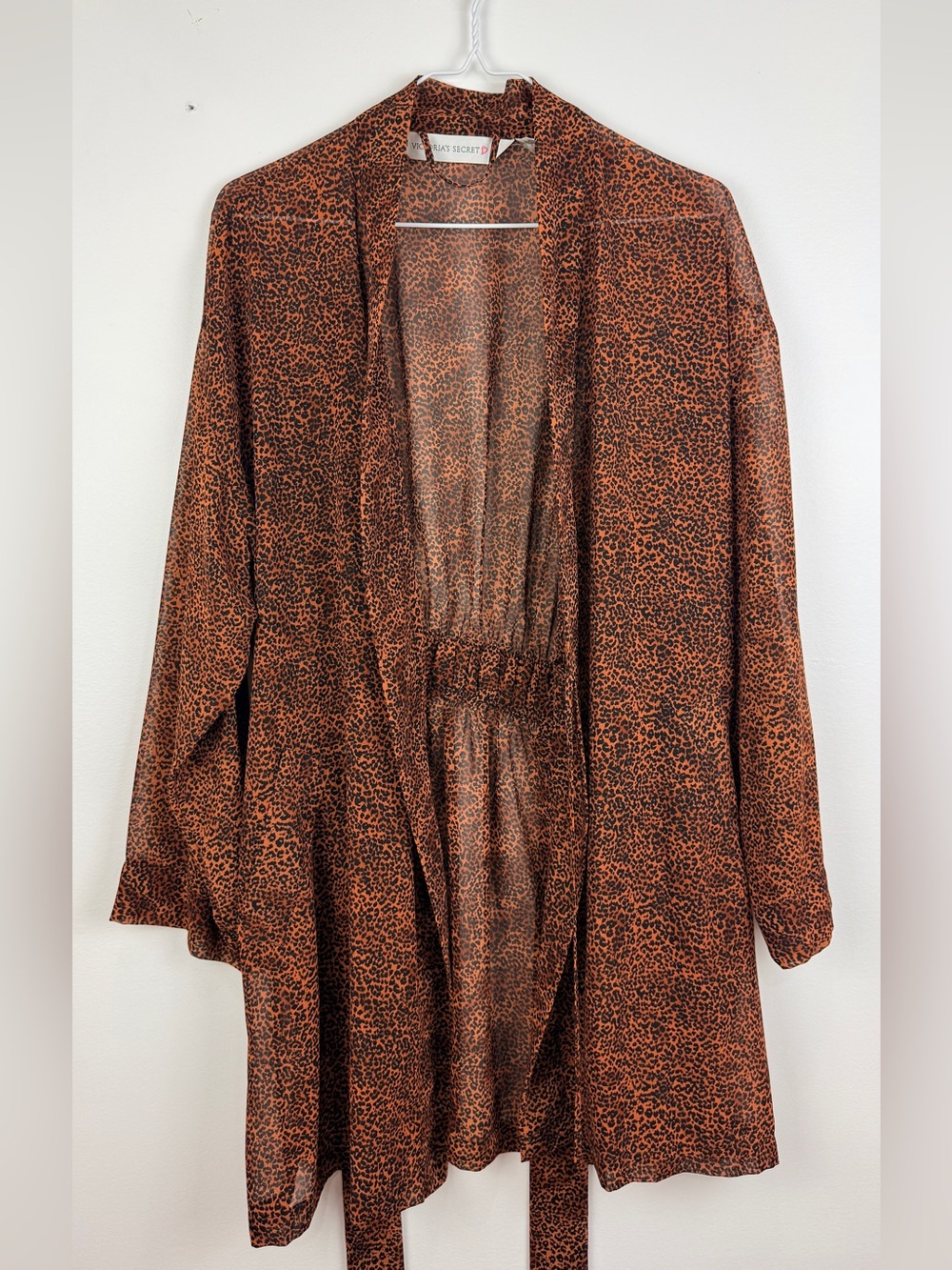 Vintage Victoria’s Secret Leopard Print Satin Robe Y2K 90s Animal Print Belted